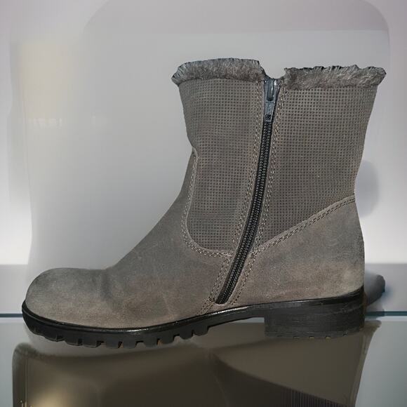 Bare trap gray upper leather winter boot faux fur inside, zips up on one side 7M - Picture 1 of 11